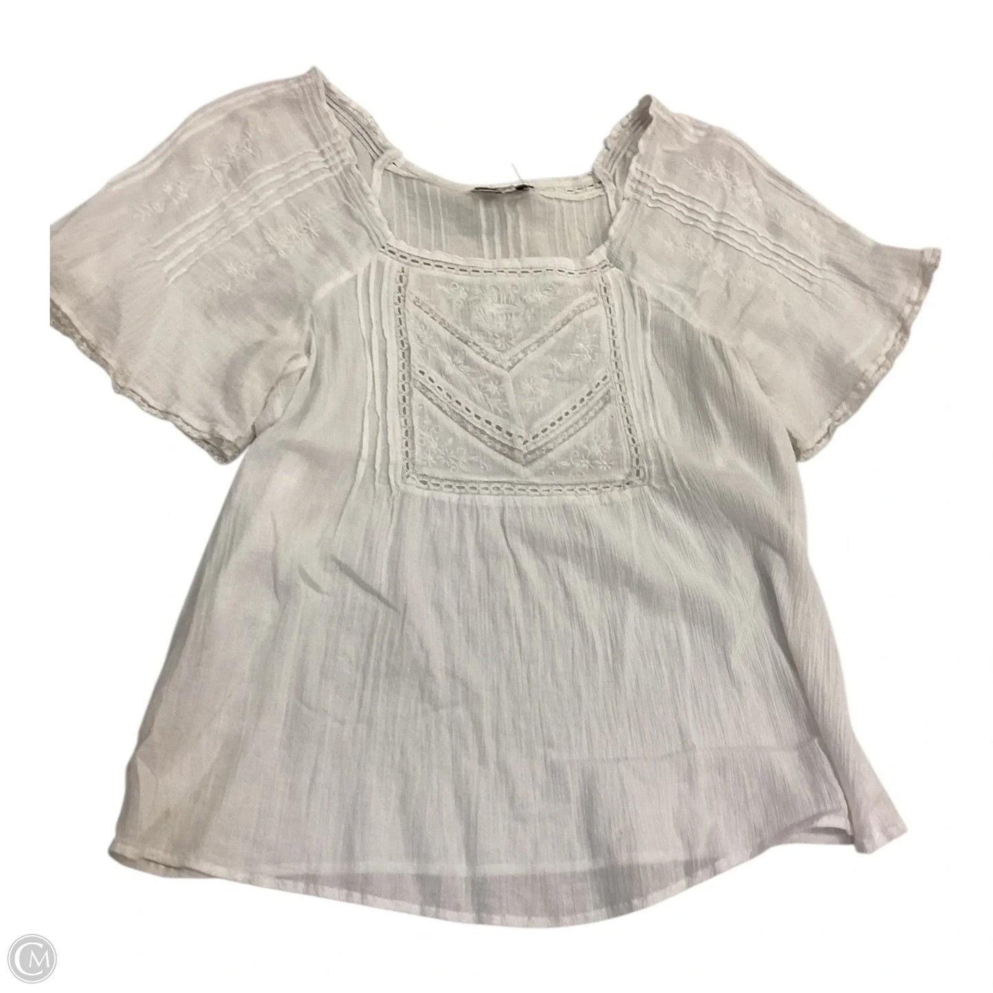 Top Short Sleeve By Lucky Brand In White, Size: M