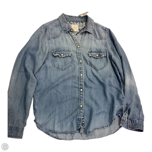 Top Long Sleeve By American Eagle In Blue Denim, Size: M