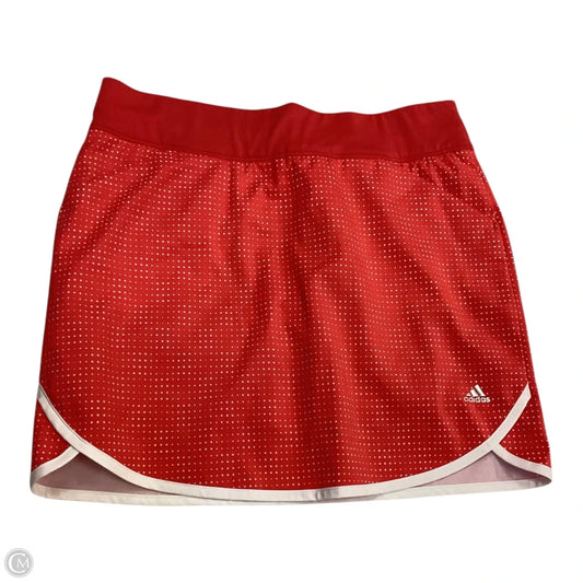 Athletic Skort By Adidas In Red & White, Size: S
