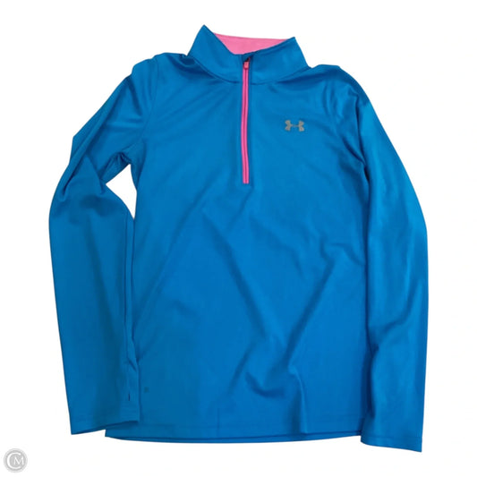 Athletic Top Long Sleeve Collar By Under Armour In Blue & Pink, Size: Xs