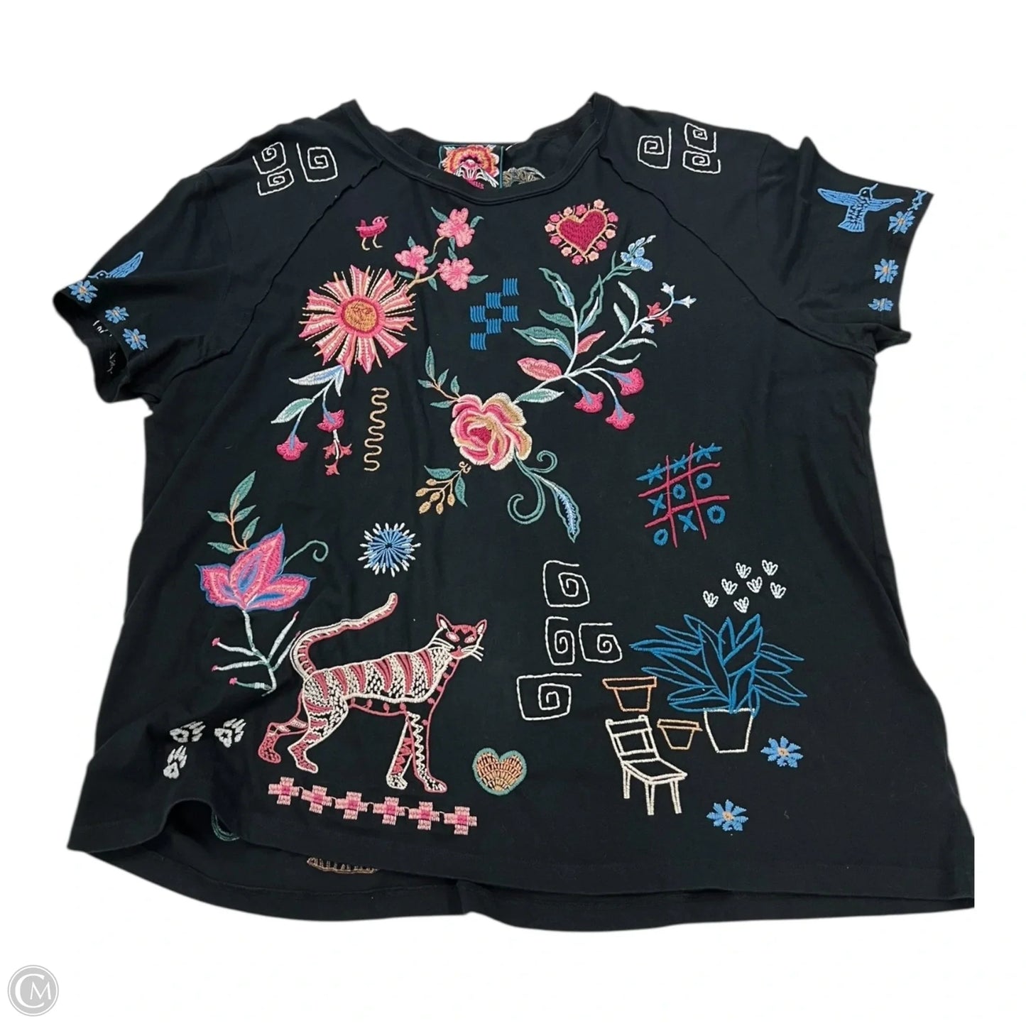 Top Short Sleeve By Johnny Was In Floral Print, Size: 1x