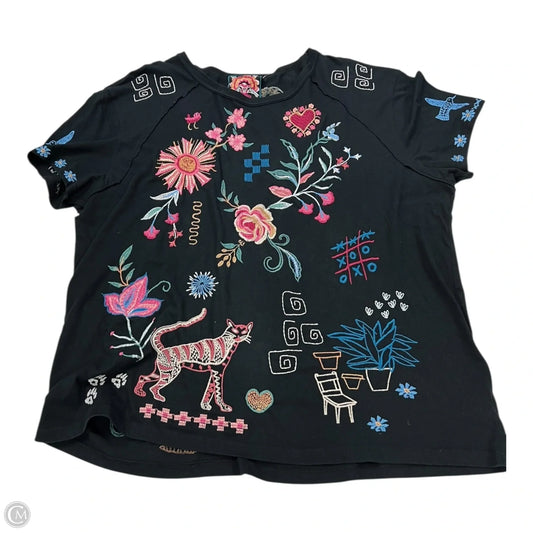 Top Short Sleeve By Johnny Was In Floral Print, Size: 1x