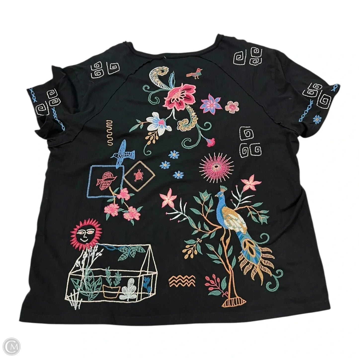 Top Short Sleeve By Johnny Was In Floral Print, Size: 1x