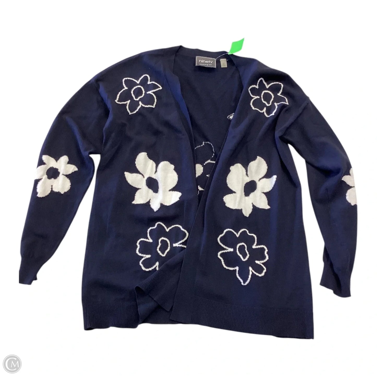 Cardigan By Ninety Woman In Blue & White, Size: S