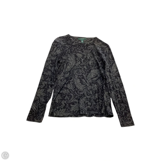 Top Long Sleeve By Lauren By Ralph Lauren In Black & Brown, Size: M