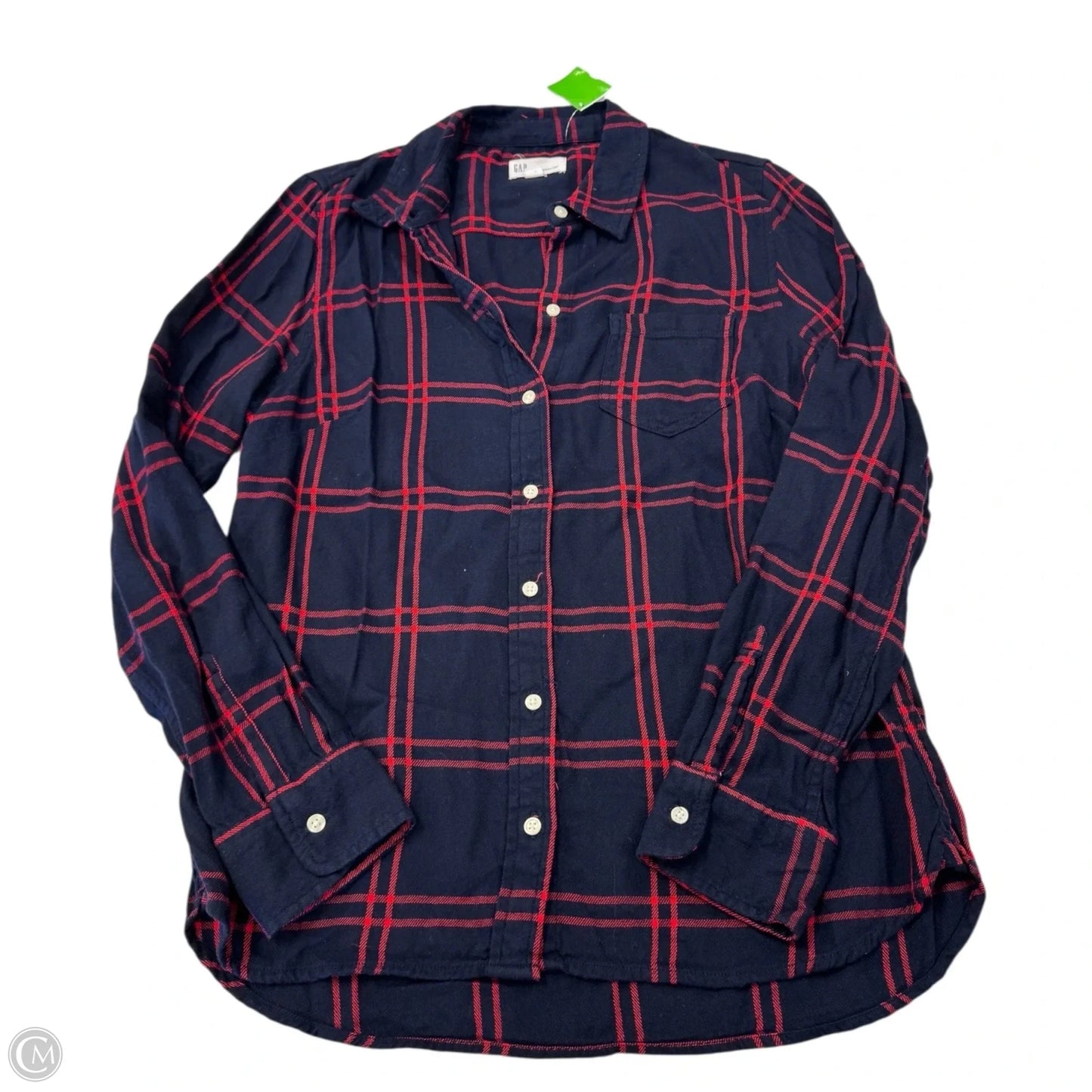 Top Long Sleeve By Gap In Plaid Pattern, Size: S