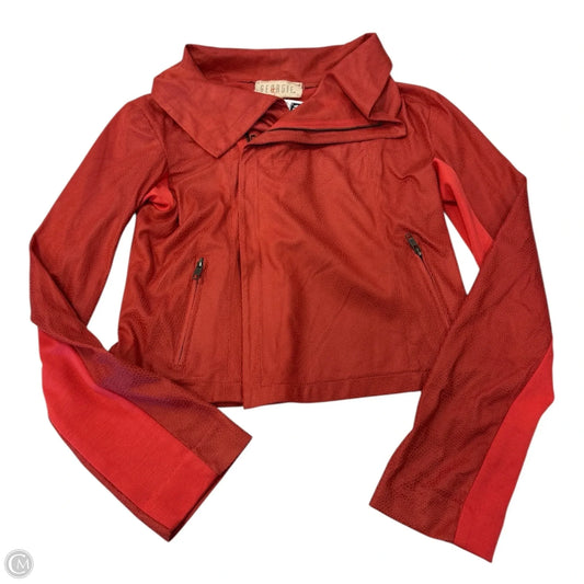 Jacket Moto By Clothes Mentor In Orange, Size: Xs