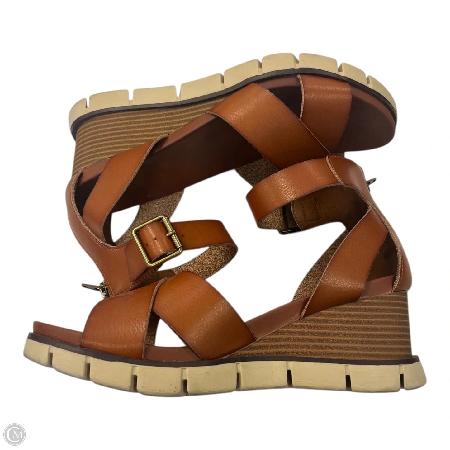 Sandals Heels Wedge By Boc In Brown, Size: 10