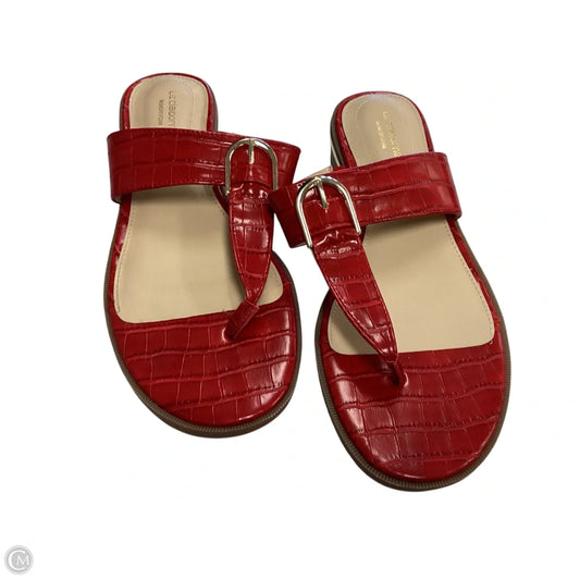 Sandals Flip Flops By Liz Claiborne In Red, Size: 8.5