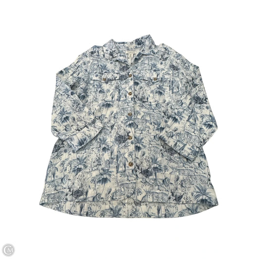 Top Long Sleeve By Rachel Zoe In Blue & White, Size: Xl