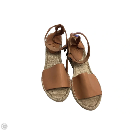 Sandals Heels Wedge By Clothes Mentor In Tan, Size: 7.5