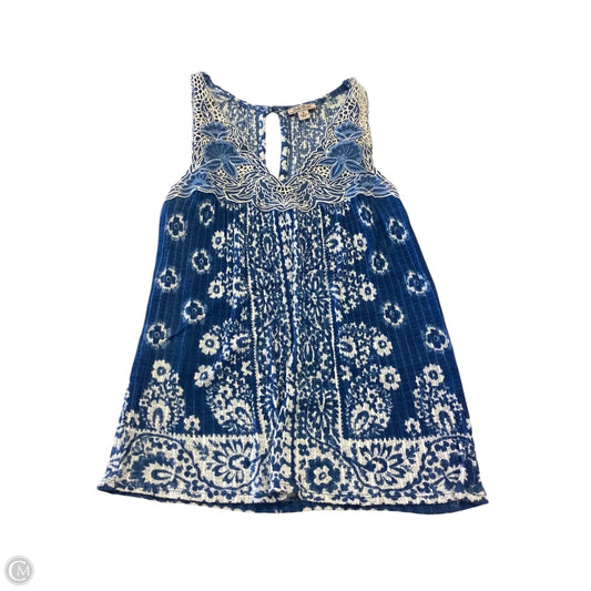 Top Sleeveless By Lucky Brand In Blue & Cream, Size: S