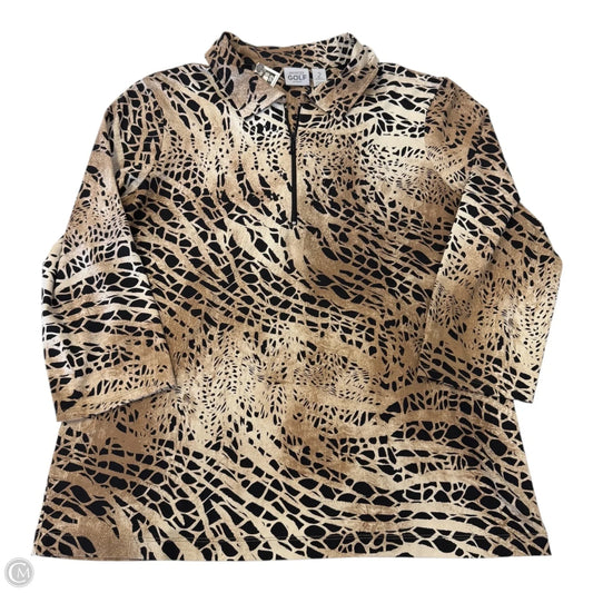 Athletic Top Long Sleeve Collar By Zenergy By Chicos In Animal Print, Size: M