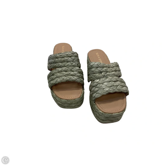 Sandals Heels Wedge By Clothes Mentor In Green, Size: 7