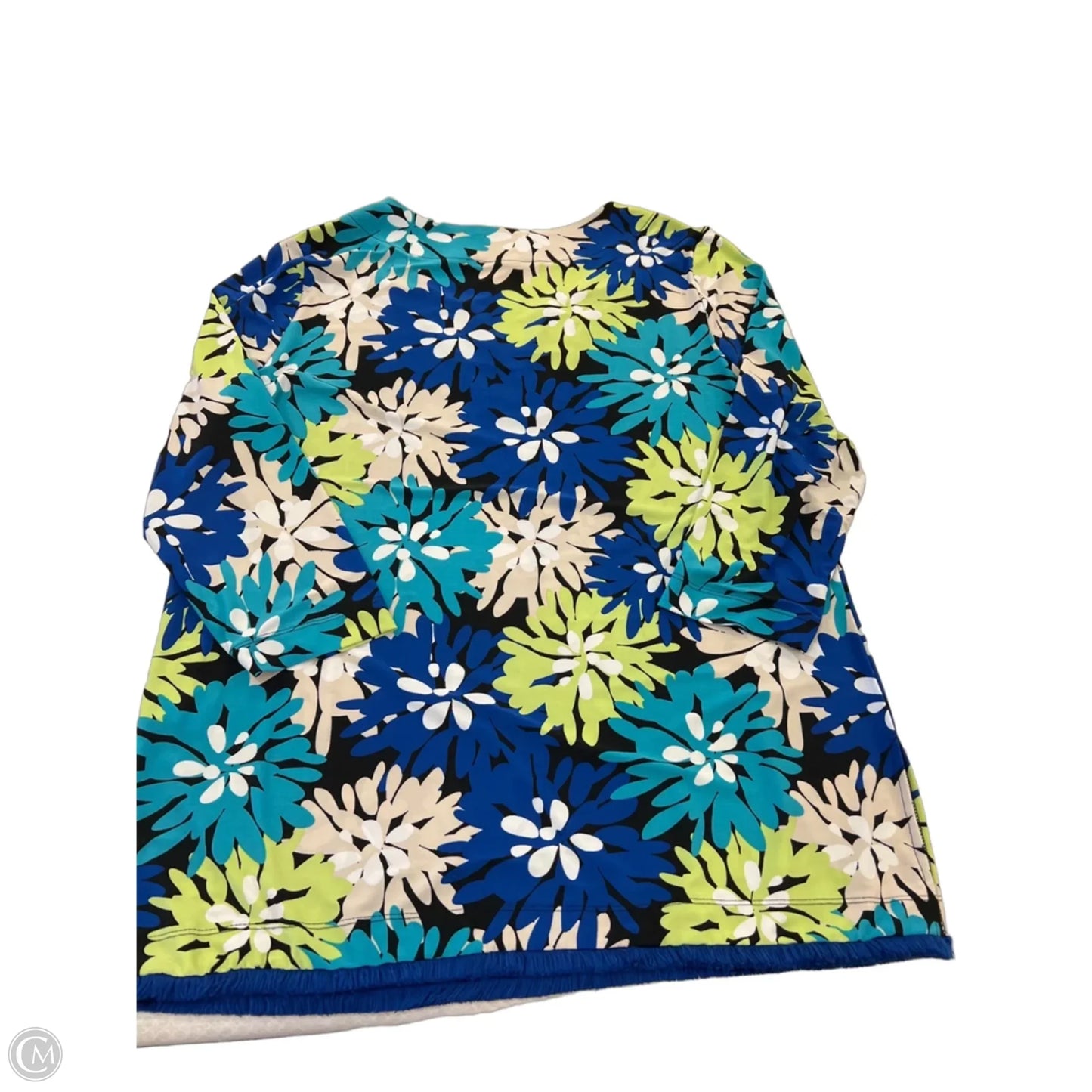 Top 3/4 Sleeve By Pappagallo In Blue & Green, Size: L