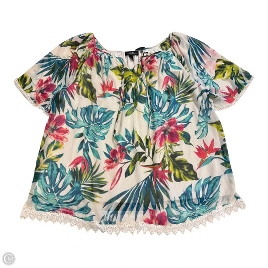 Top Short Sleeve By Agb In Floral Print, Size: 2x