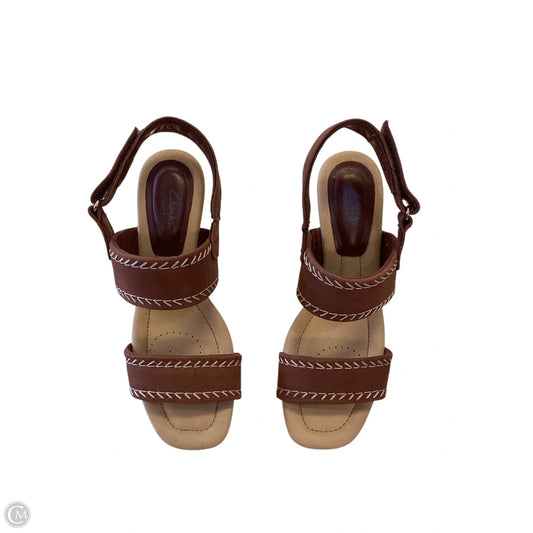 Sandals Heels Wedge By Clarks In Brown, Size: 6.5