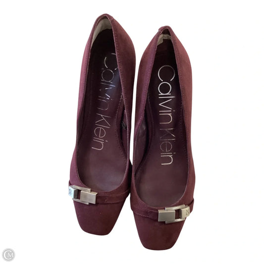 Shoes Heels Block By Calvin Klein In Maroon, Size: 5.5