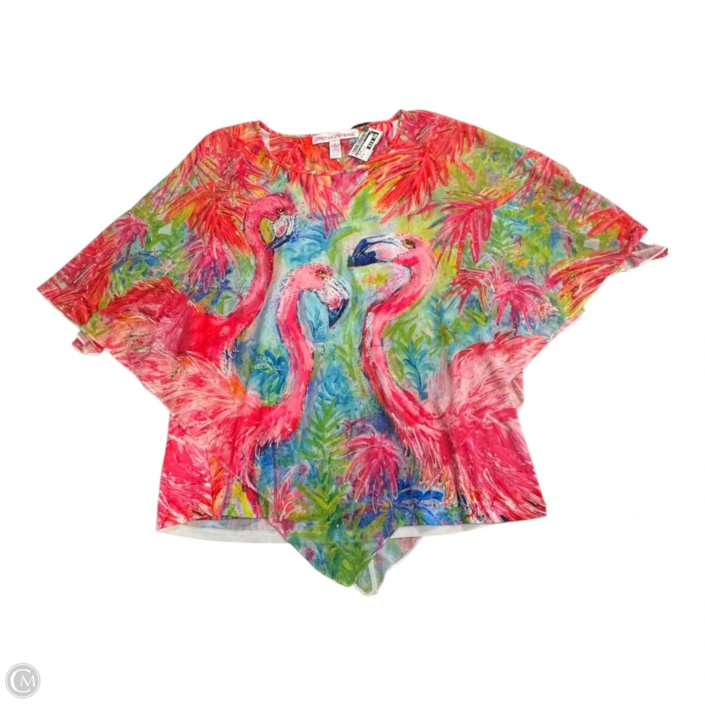 Top Short Sleeve By Leoma Lovegrove In Tropical Print, Size: M