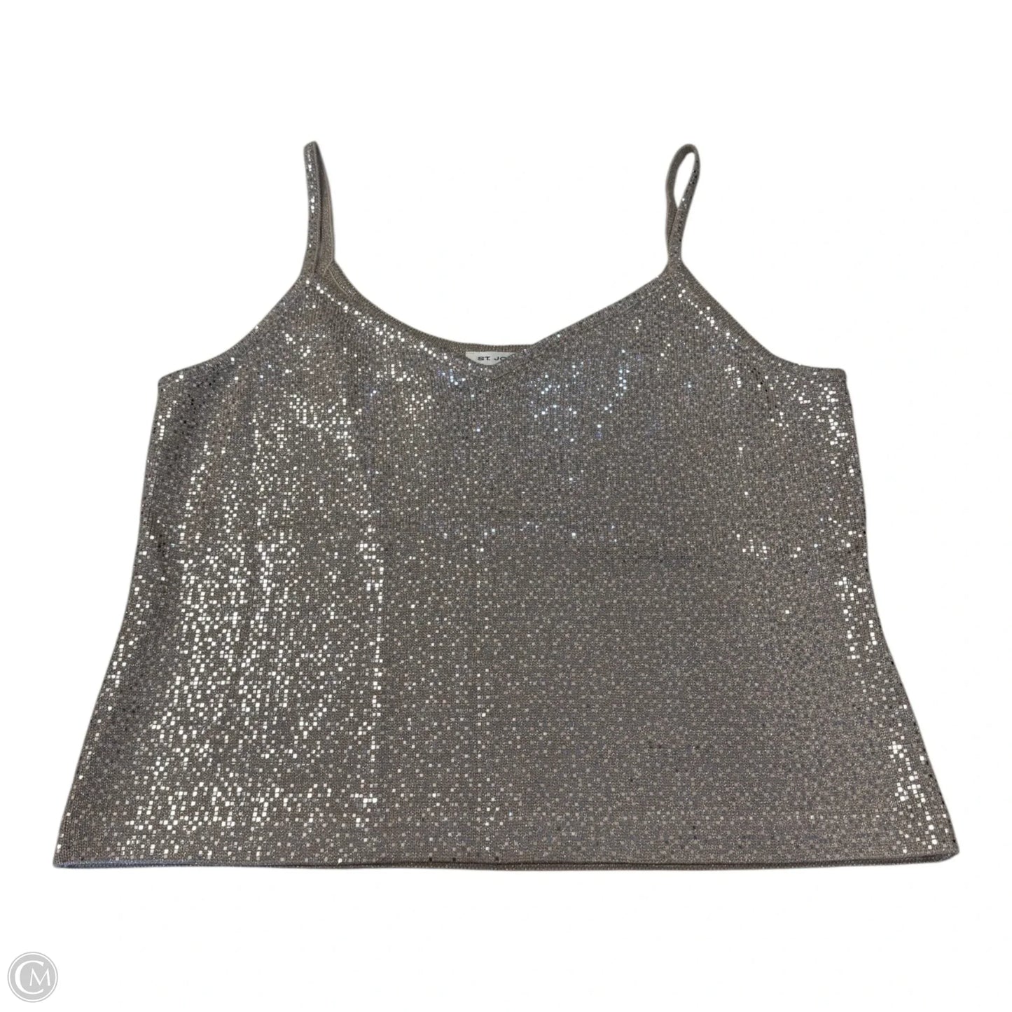 Top Sleeveless Luxury Designer By St John Collection In Silver & Tan, Size: Xl