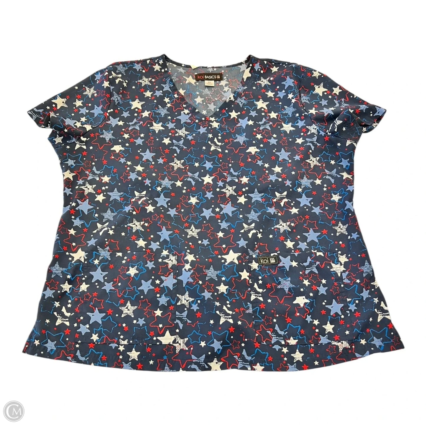 Top Short Sleeve By Clothes Mentor In Blue & Red & White, Size: Xl