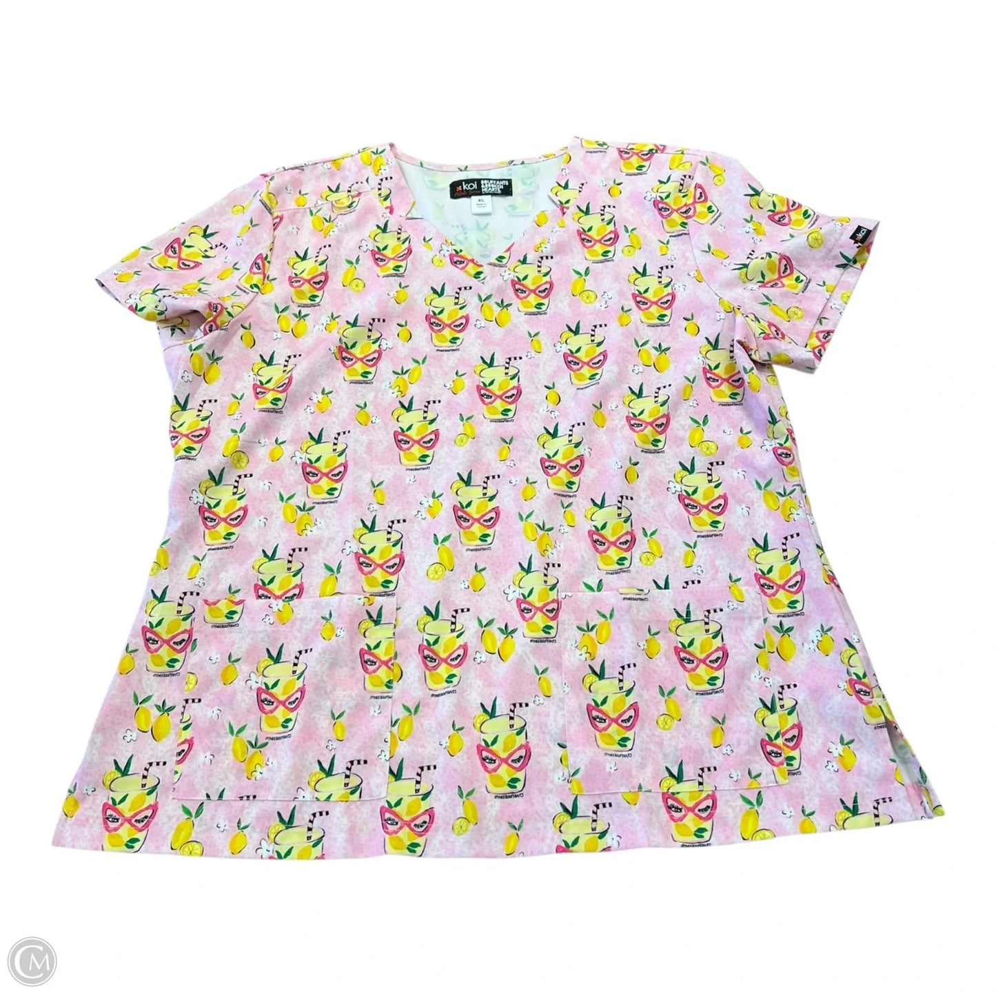 Top Short Sleeve By Clothes Mentor In Pink & Yellow, Size: Xl