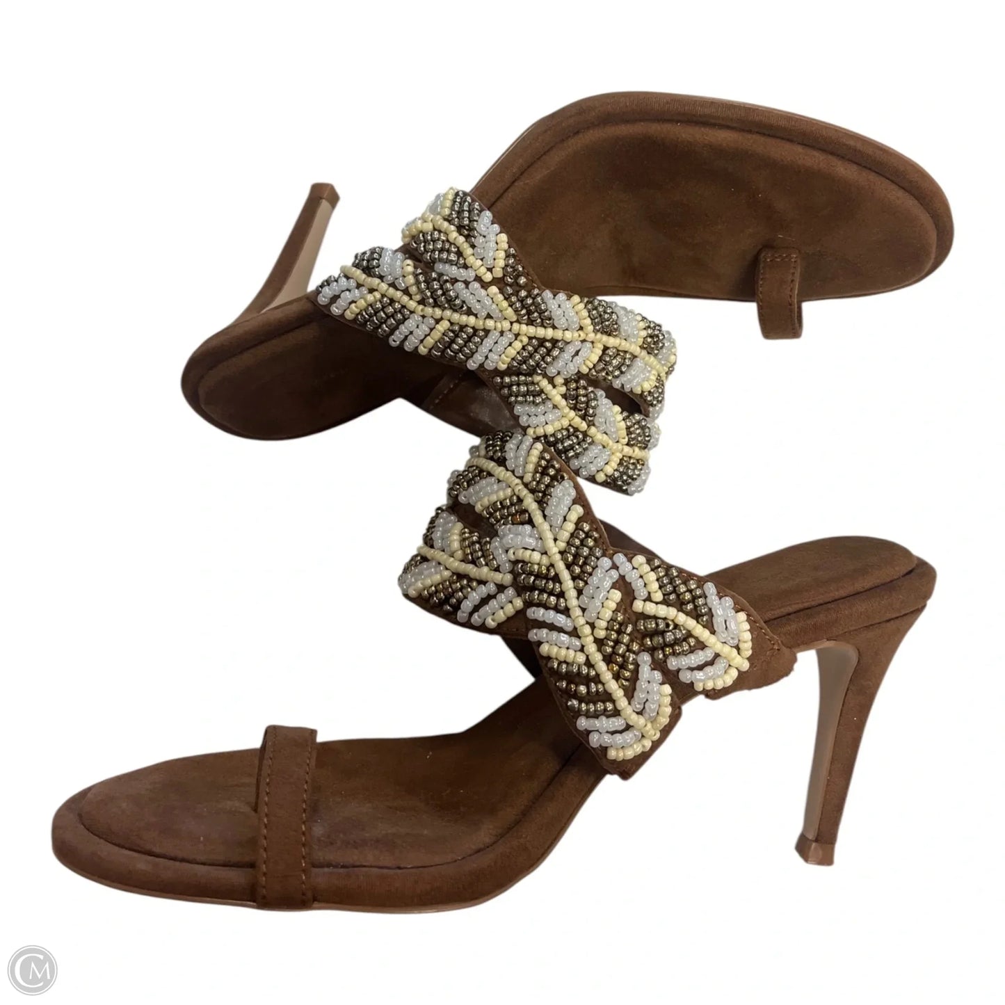 Sandals Heels Stiletto By Jessica Simpson In Brown & White, Size: 6.5