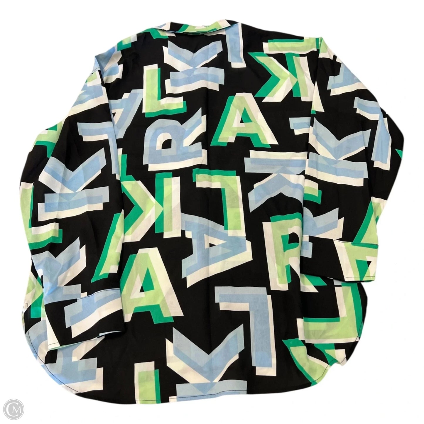Top Long Sleeve Designer By Karl Lagerfeld In Black & Green, Size: L