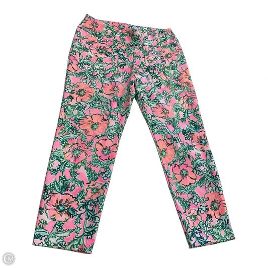 Capris Designer By Lilly Pulitzer In Green & Pink, Size: 10