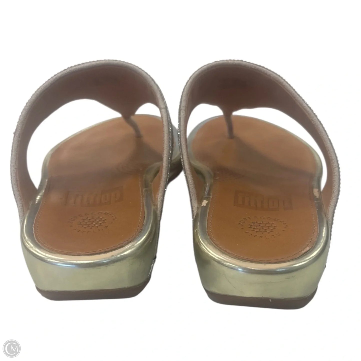 Sandals Flip Flops By Clothes Mentor In Gold & Silver, Size: 6