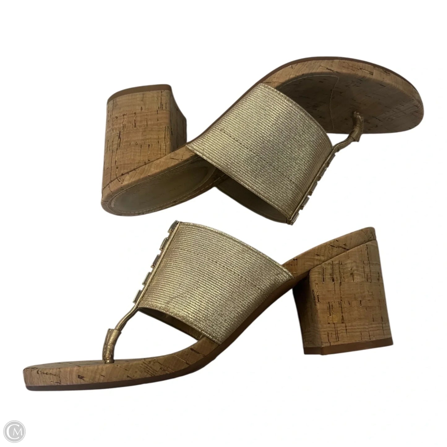 Sandals Heels Block By Alex Marie In Gold, Size: 7