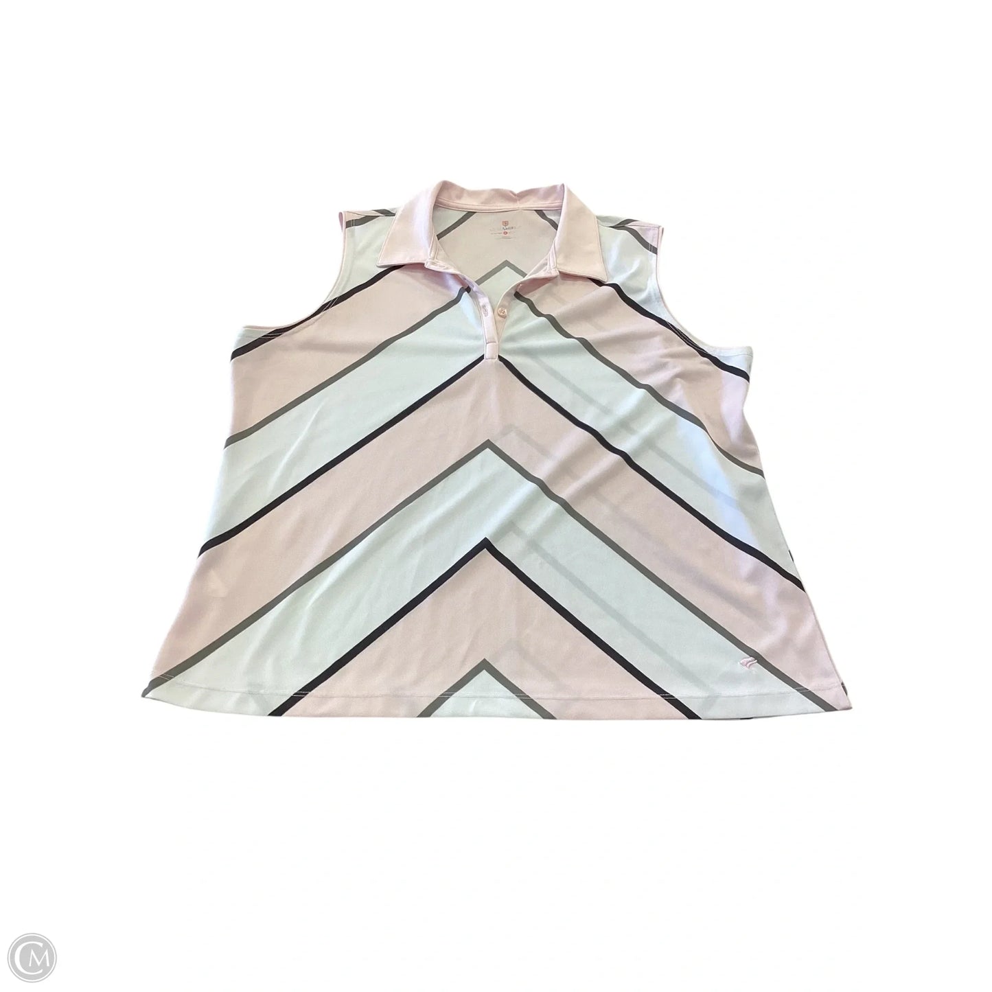 Athletic Tank Top By Clothes Mentor In Pink & White, Size: 1x