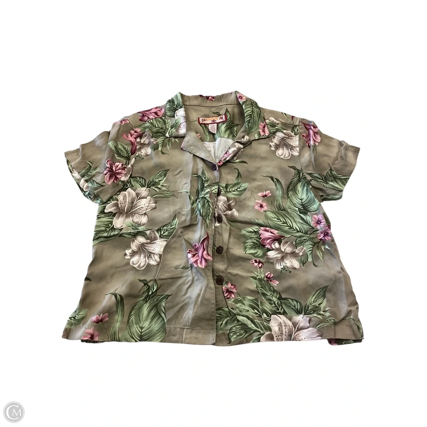 Top Short Sleeve By Caribbean Joe In Floral Print, Size: Lp
