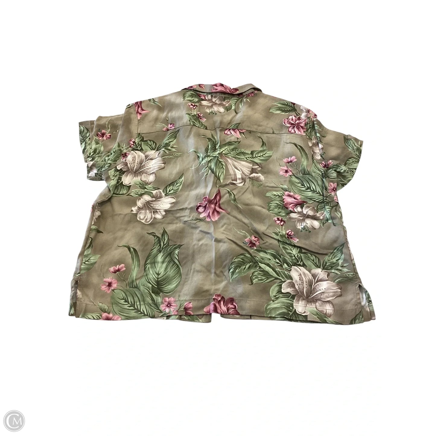 Top Short Sleeve By Caribbean Joe In Floral Print, Size: Lp