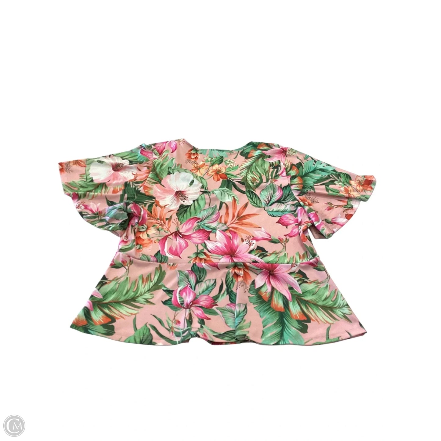 Top Short Sleeve By Boston Proper In Tropical Print, Size: Xl