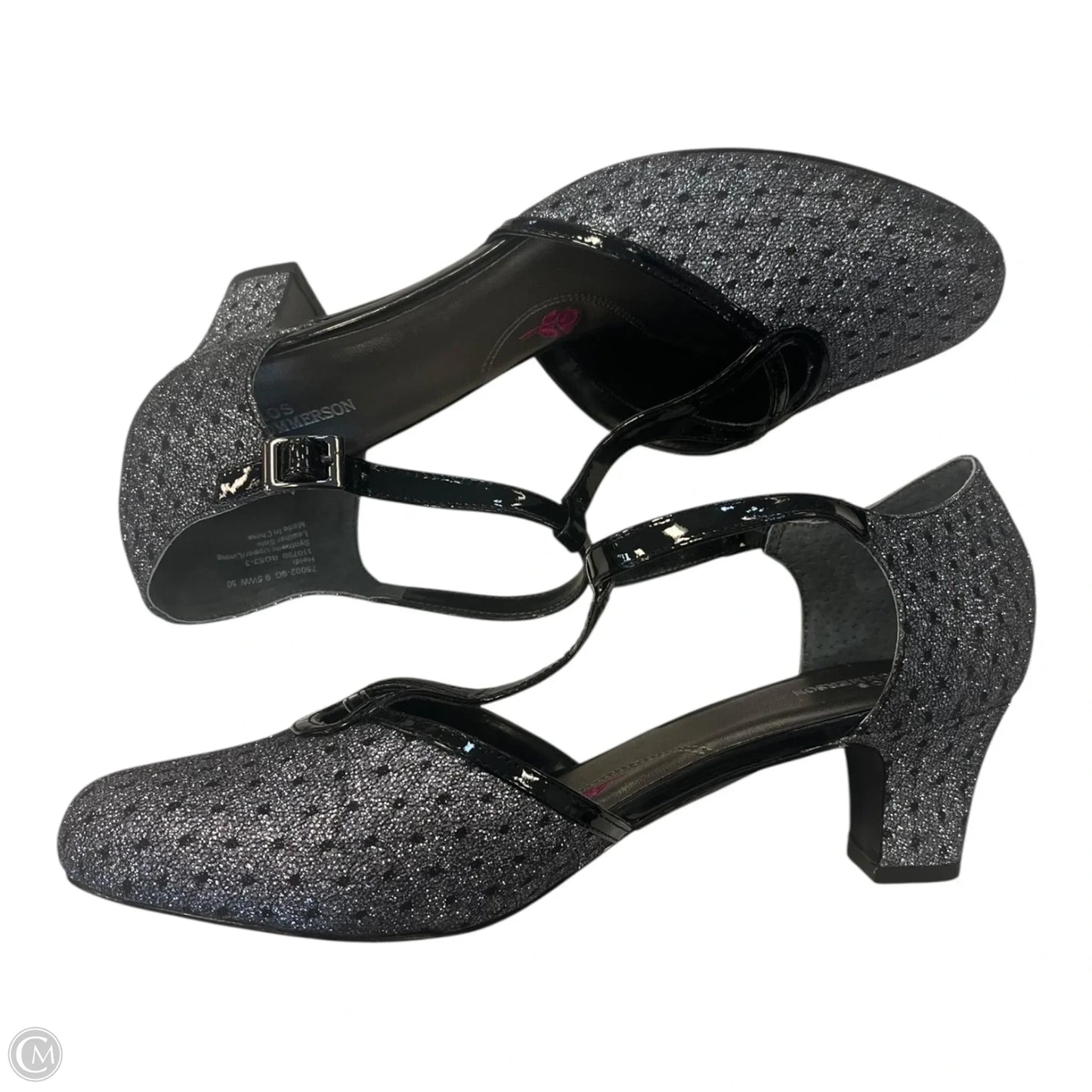 Shoes Heels Kitten By Clothes Mentor In Black & Silver, Size: 9