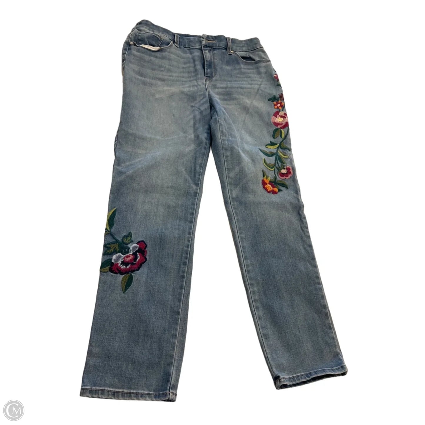 Jeans Straight By Chicos In Floral Print, Size: 6