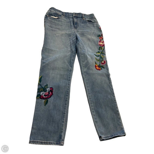 Jeans Straight By Chicos In Floral Print, Size: 6