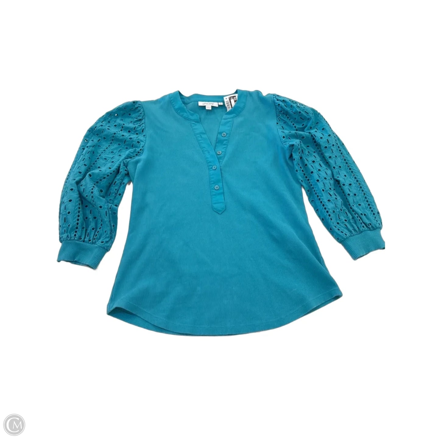 Top 3/4 Sleeve By Chicos In Teal, Size: Xs