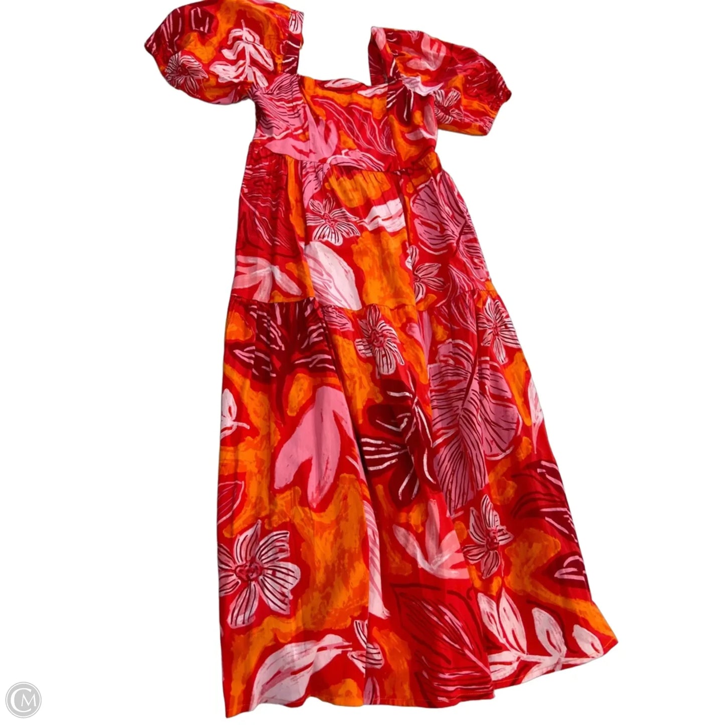 Dress Casual Midi By Crystal Sky In Orange & Red, Size: M