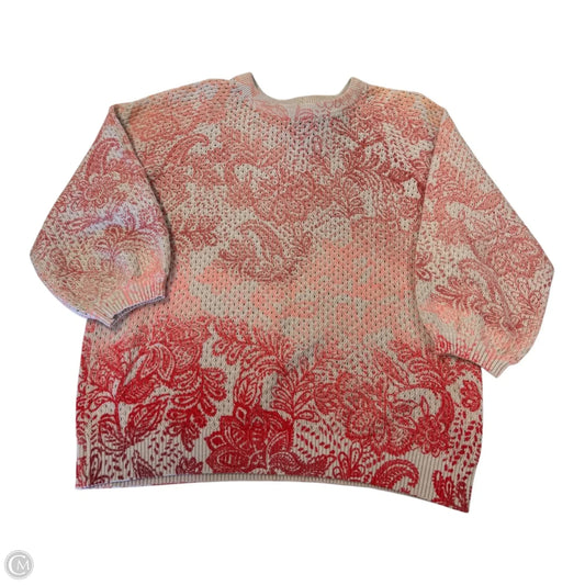Top Short Sleeve By Democracy In Cream & Pink, Size: M