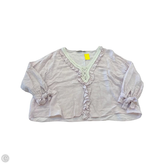 Top Long Sleeve By Zara Basic In Cream & Purple, Size: M