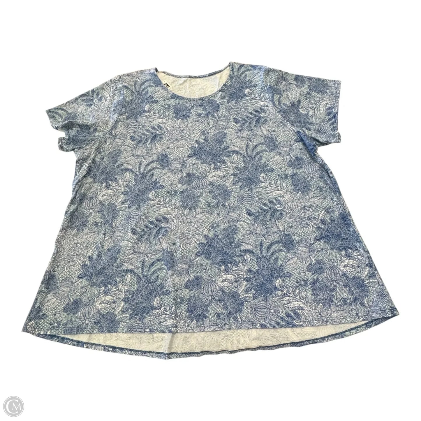 Top Short Sleeve By Pure Jill In Blue & White, Size: 3x