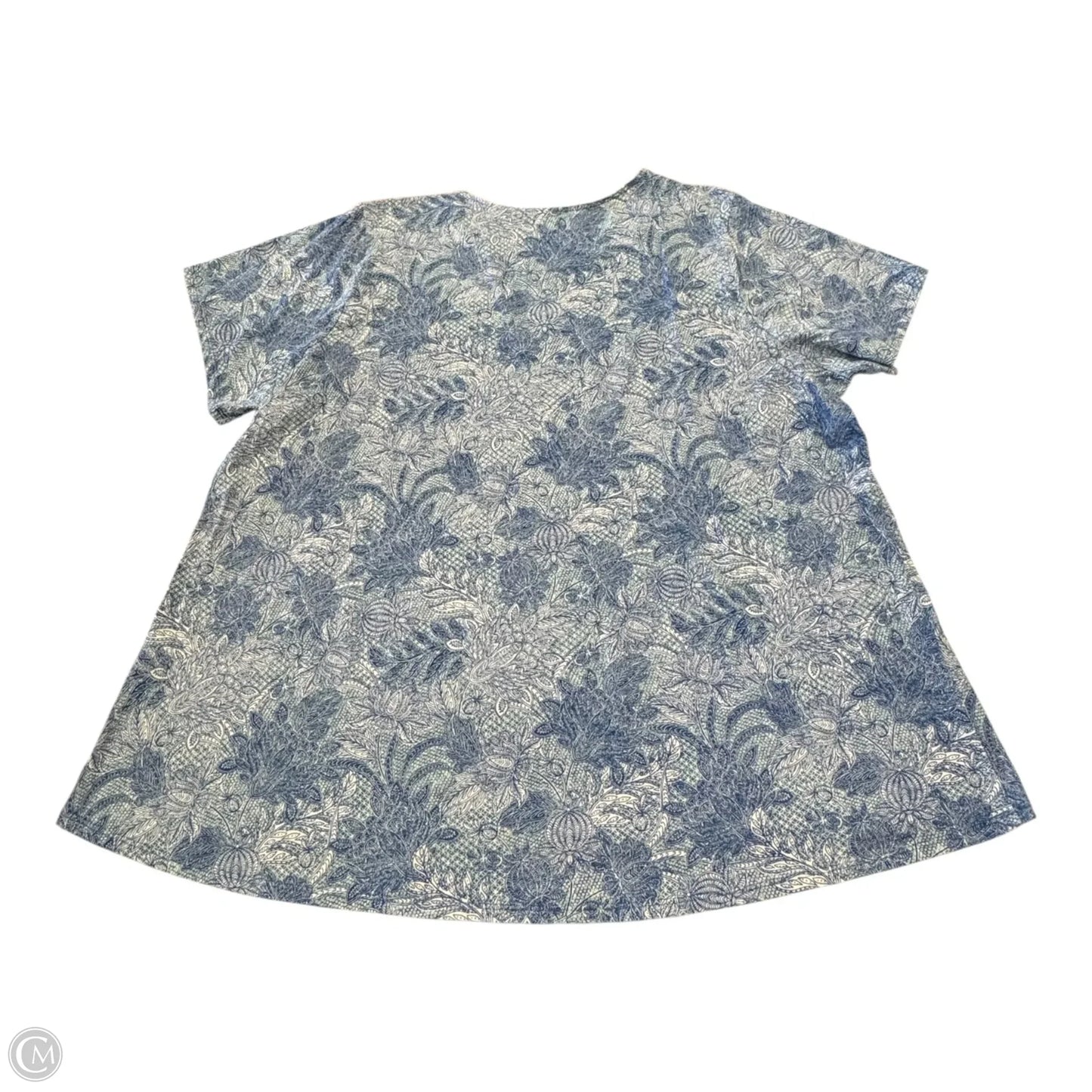 Top Short Sleeve By Pure Jill In Blue & White, Size: 3x