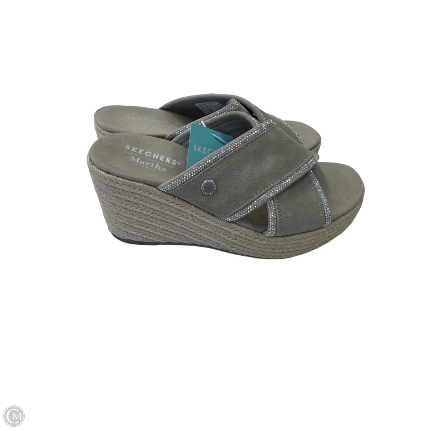 Sandals Heels Wedge By Skechers In Beige, Size: 7