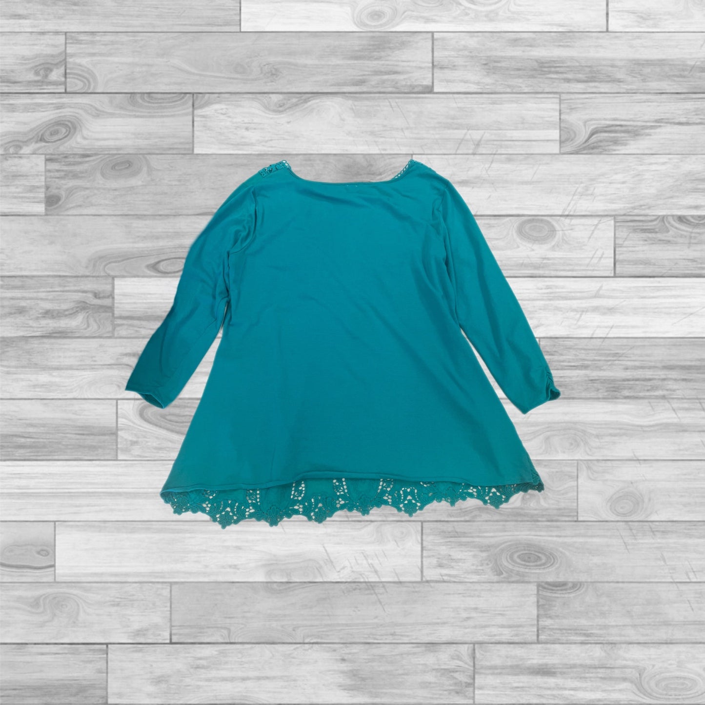 Top 3/4 Sleeve By Reba In Teal, Size: L