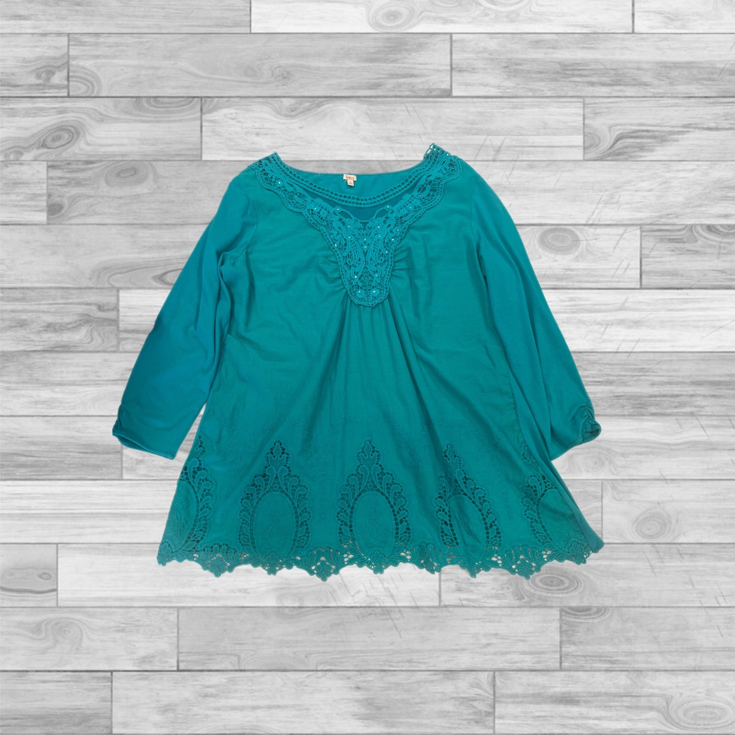 Top 3/4 Sleeve By Reba In Teal, Size: L