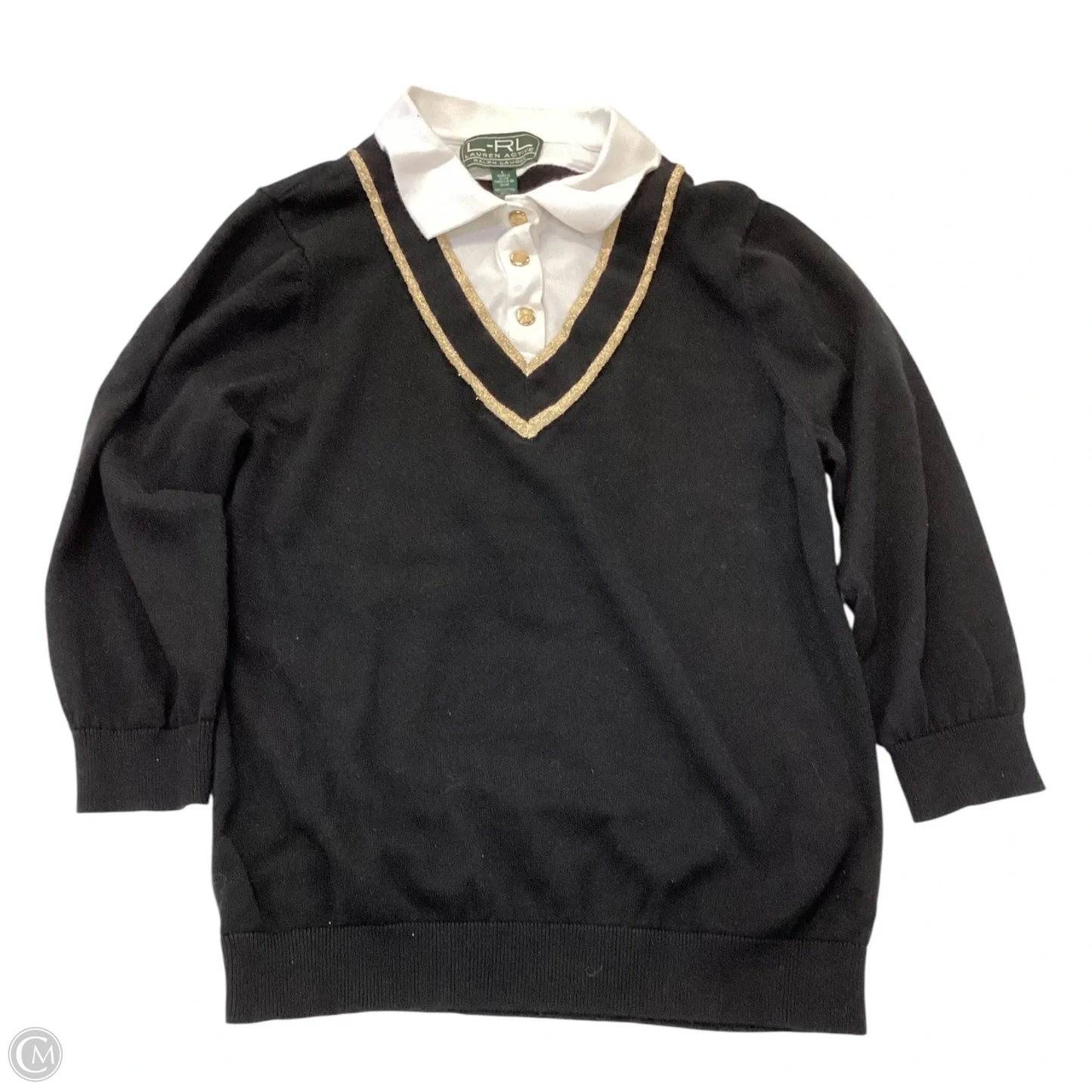 Top Long Sleeve By Ralph Lauren In Black, Size: L
