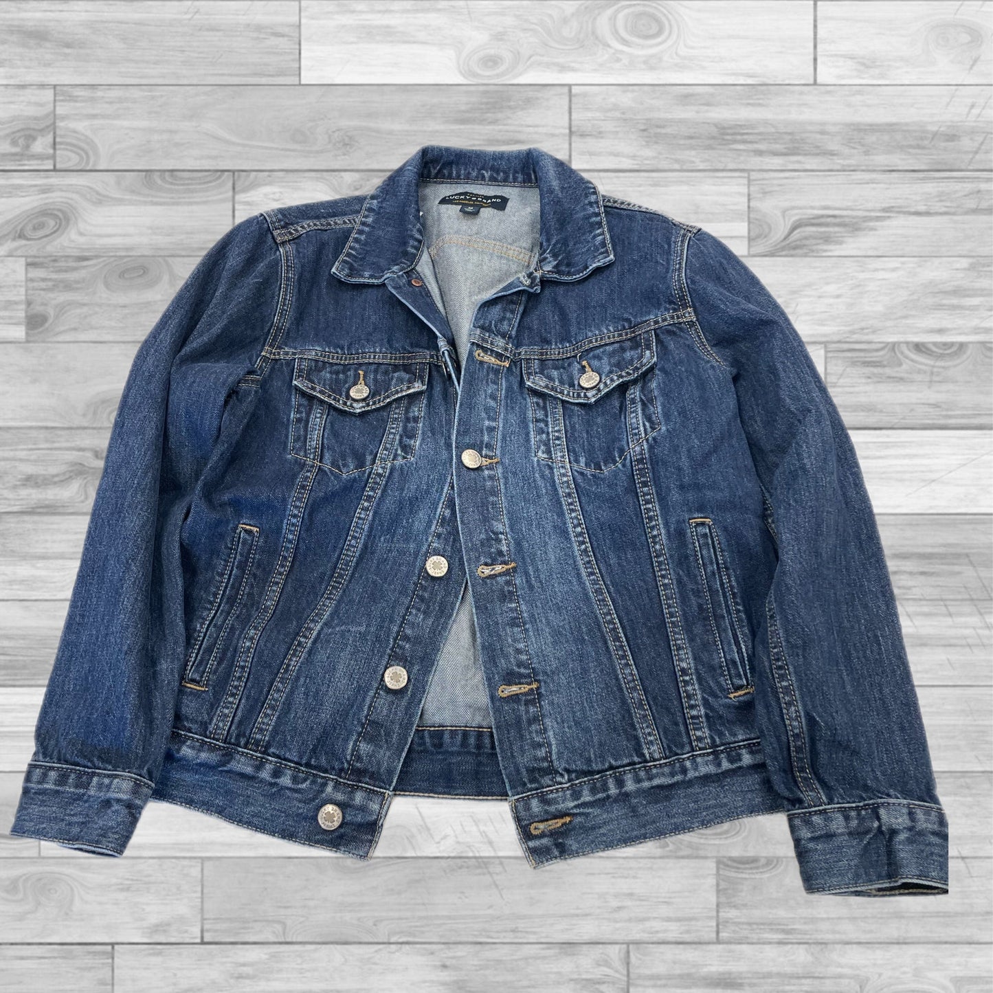 Jacket Denim By Lucky Brand In Blue Denim, Size: M