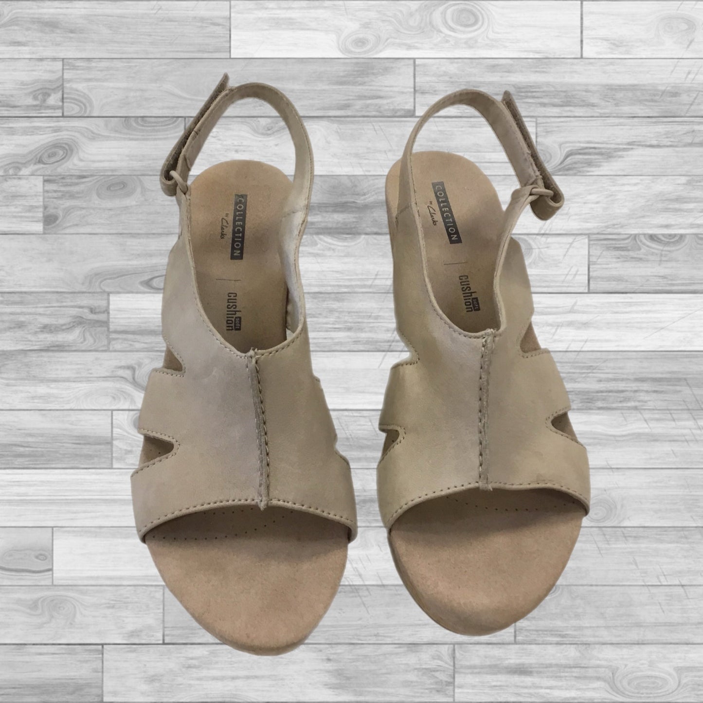 Shoes Heels Wedge By Clarks In Tan, Size: 8.5